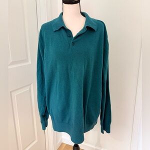 Men’s L.L. Bean Teal Green Long-Sleeve Polo Sweater